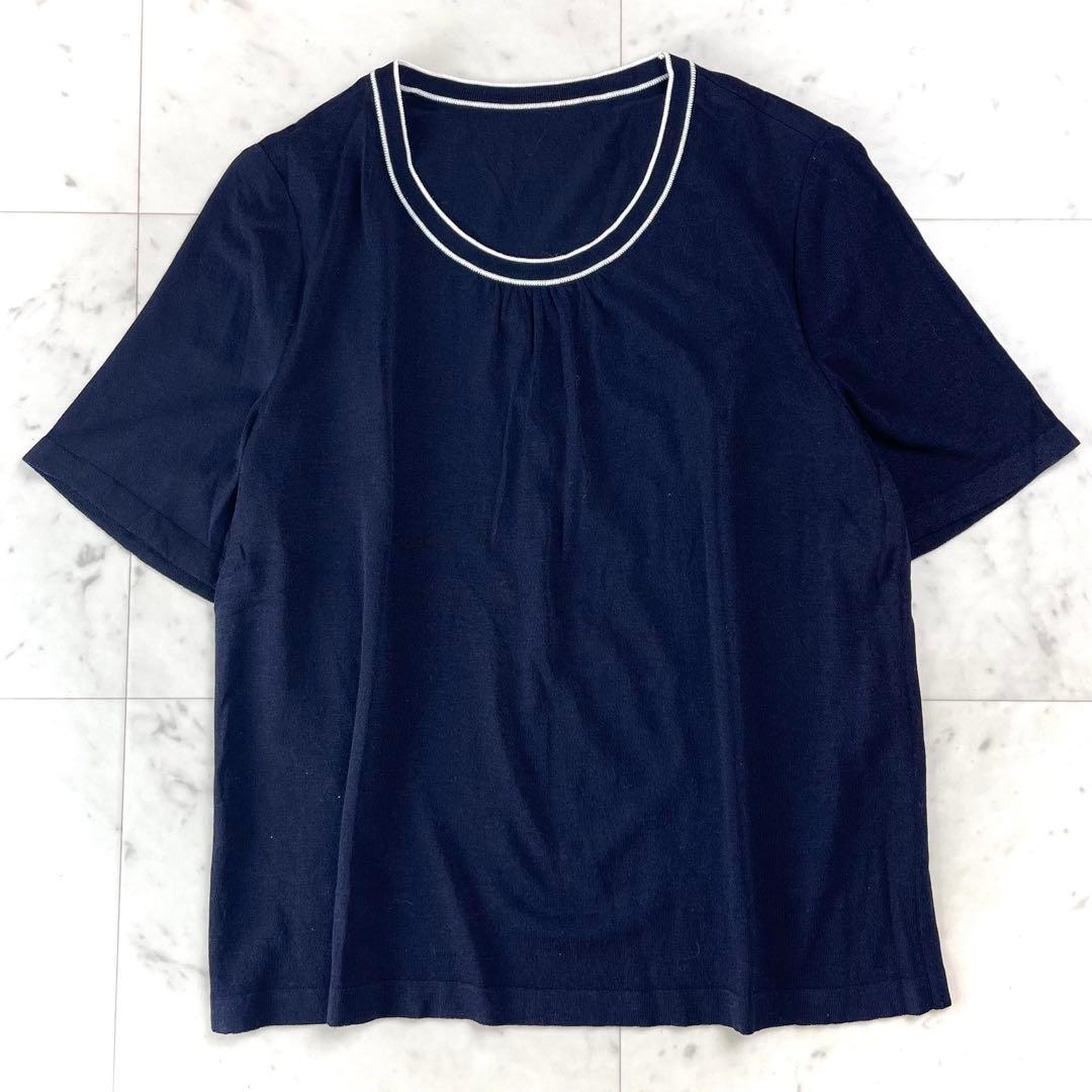 未使用タグ付 レリアン13+大きいサイズ アンサンブルニット ネイビー定価4万円