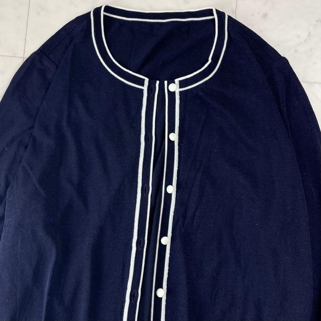 未使用タグ付 レリアン13+大きいサイズ アンサンブルニット ネイビー定価4万円