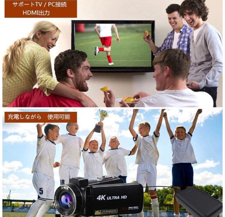 【早い者勝ち】ビデオカメラ4K フルHD WIFI機能 6倍デジタルズーム