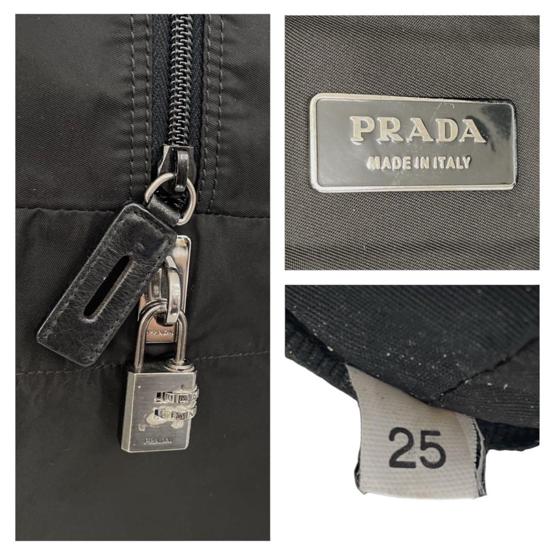 極美品　プラダ　三角ロゴ　ナイロン　レザー　ボストンバッグ　黒　4399