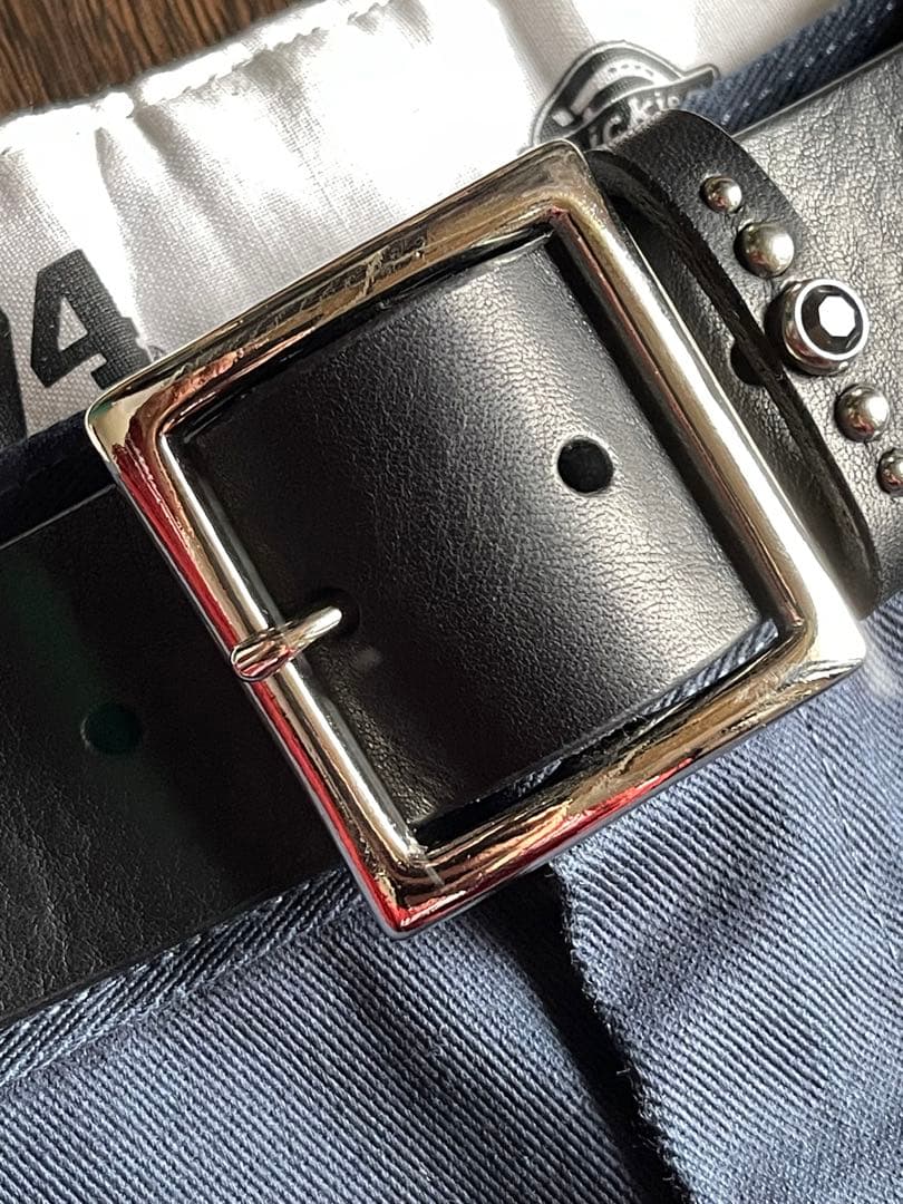 オーダー品　ディッキーズ874専用スタッズベルト　シルバー　オイルドレザー