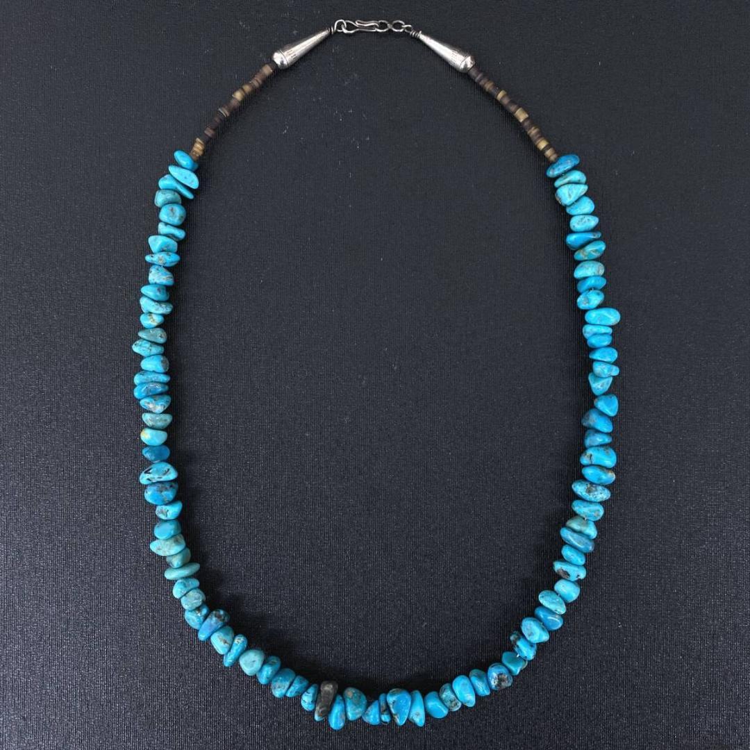 NAVAJO OLD シルバー 925 ターコイズ ビーズ ネックレス 55cm