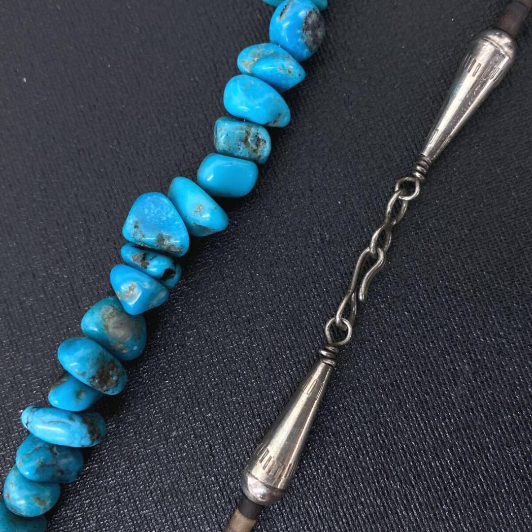 NAVAJO OLD シルバー 925 ターコイズ ビーズ ネックレス 55cm