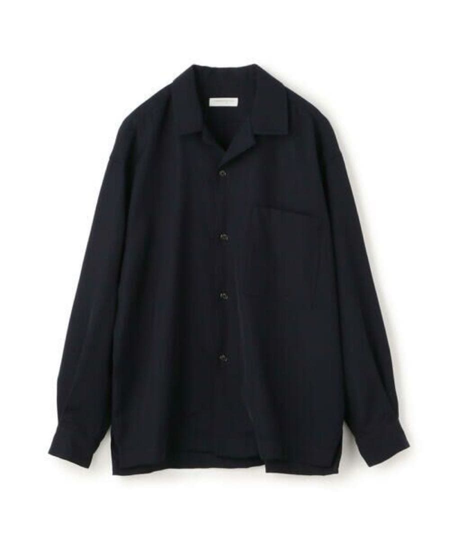 極美品 トゥモローランド ウールレーヨン オープンカラーシャツ ブラック 黒
