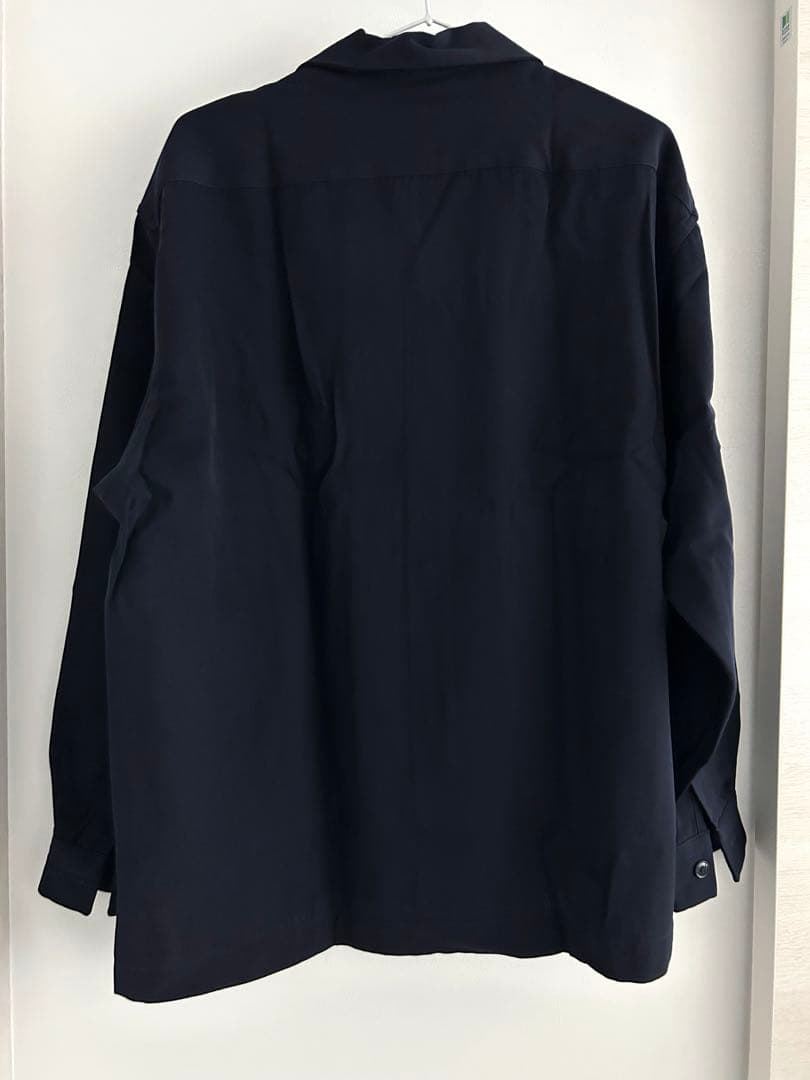 極美品 トゥモローランド ウールレーヨン オープンカラーシャツ ブラック 黒