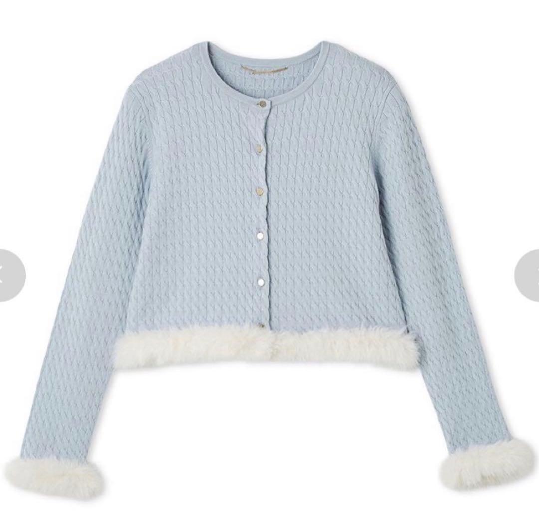 セルフォード シルクカシミア混ファートリムカーディガン