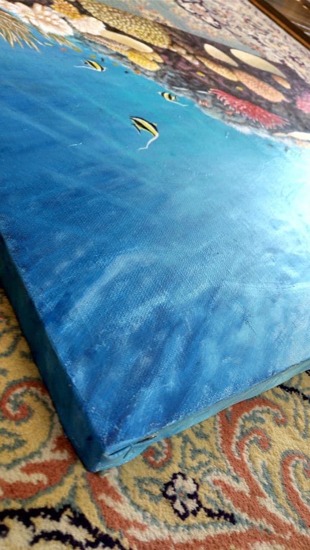 【Popon】油絵 絵画「魚たちの海中公園」 油彩画 原画 P20