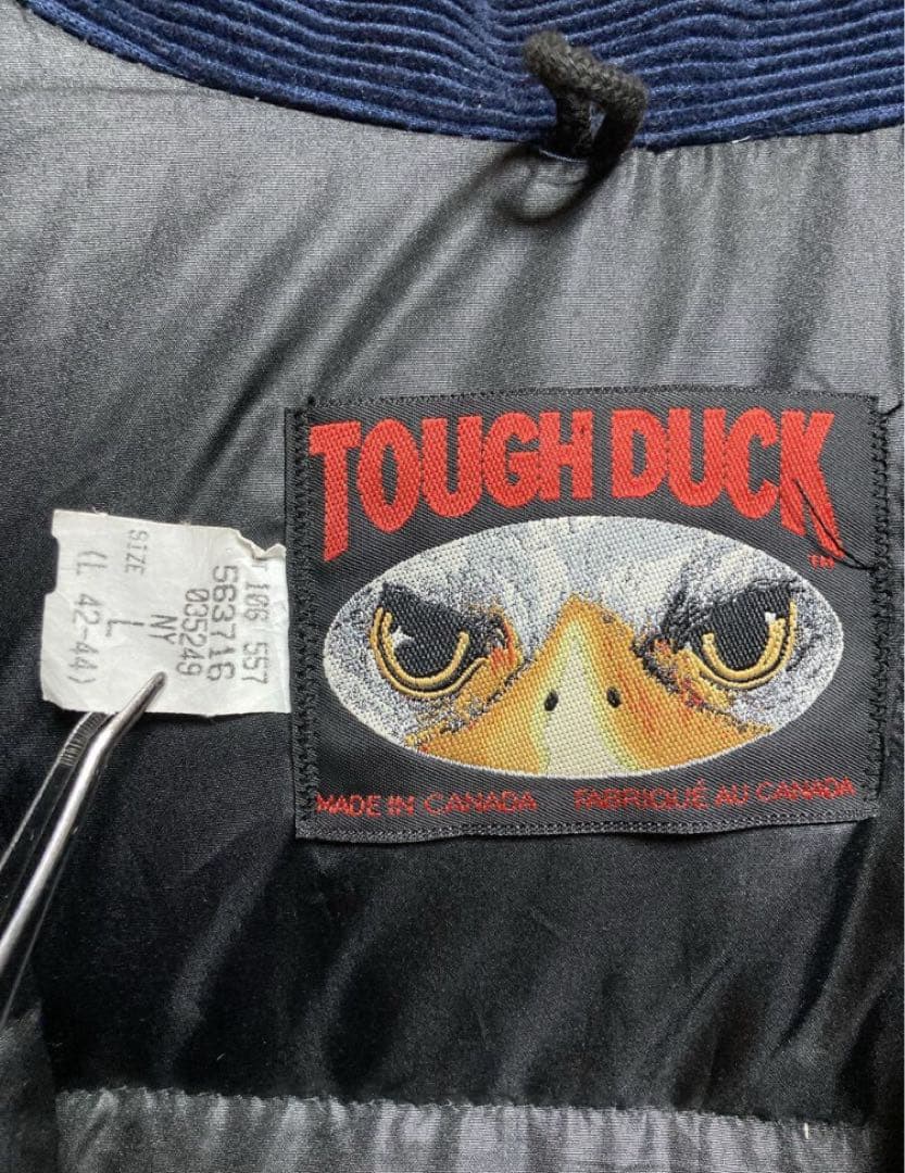 TOUGH DUCK フード付きダウンジャケット L ネイビー　タフダック