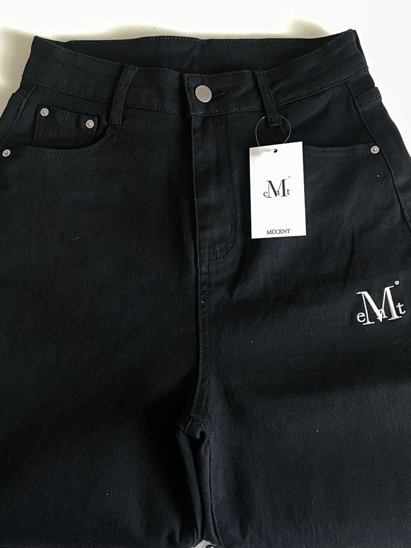 MUCENT ピストルバック レザー ダブルクロス ワイド コットンパンツ M