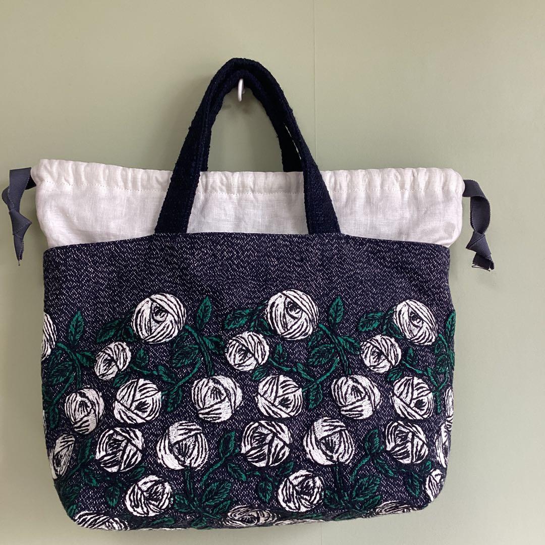 専用です！ミナペルホネンrosy navyあおり巾着トートバッグハンドメイド