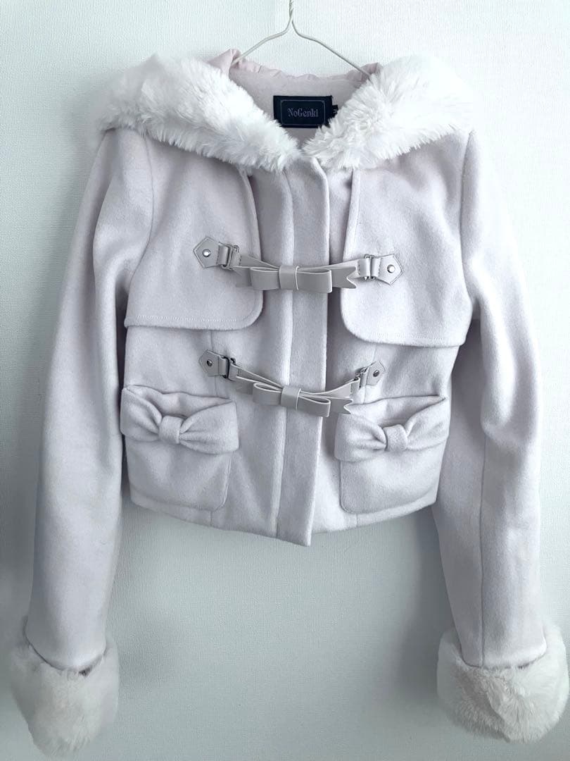 nogenki ショートダッフルファーコート　ピンク