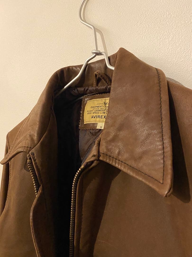 AVIREX 本革 シングルライダースジャケット ブラウンサイズS