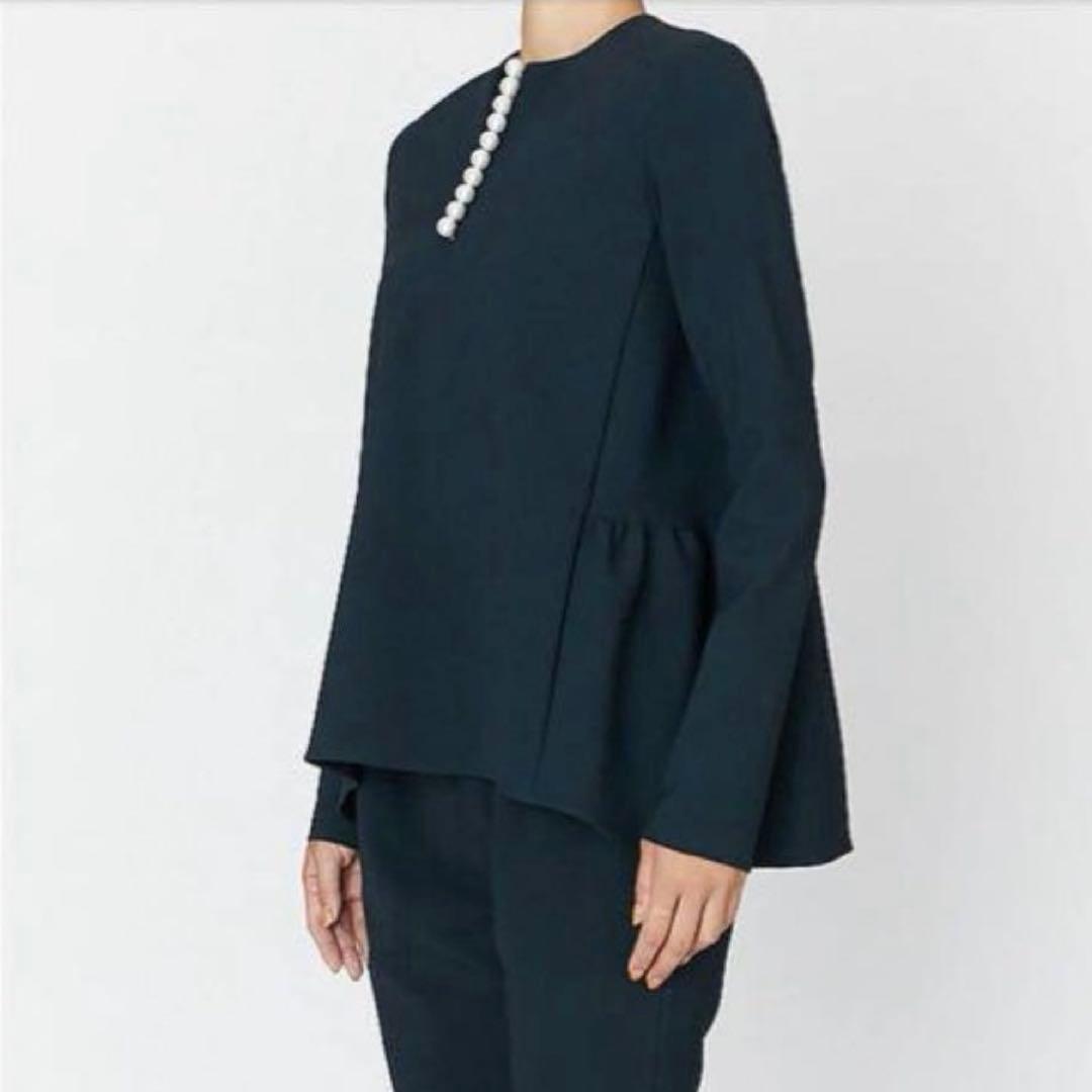 未使用級♡ ヨーコチャン ロングスリーブ バックティアード パールブラウス 36