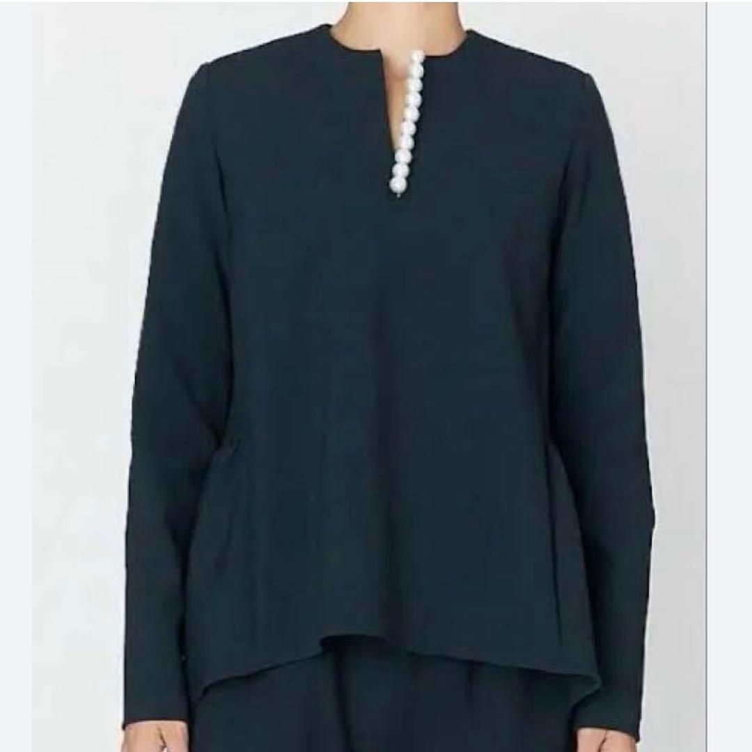 未使用級♡ ヨーコチャン ロングスリーブ バックティアード パールブラウス 36