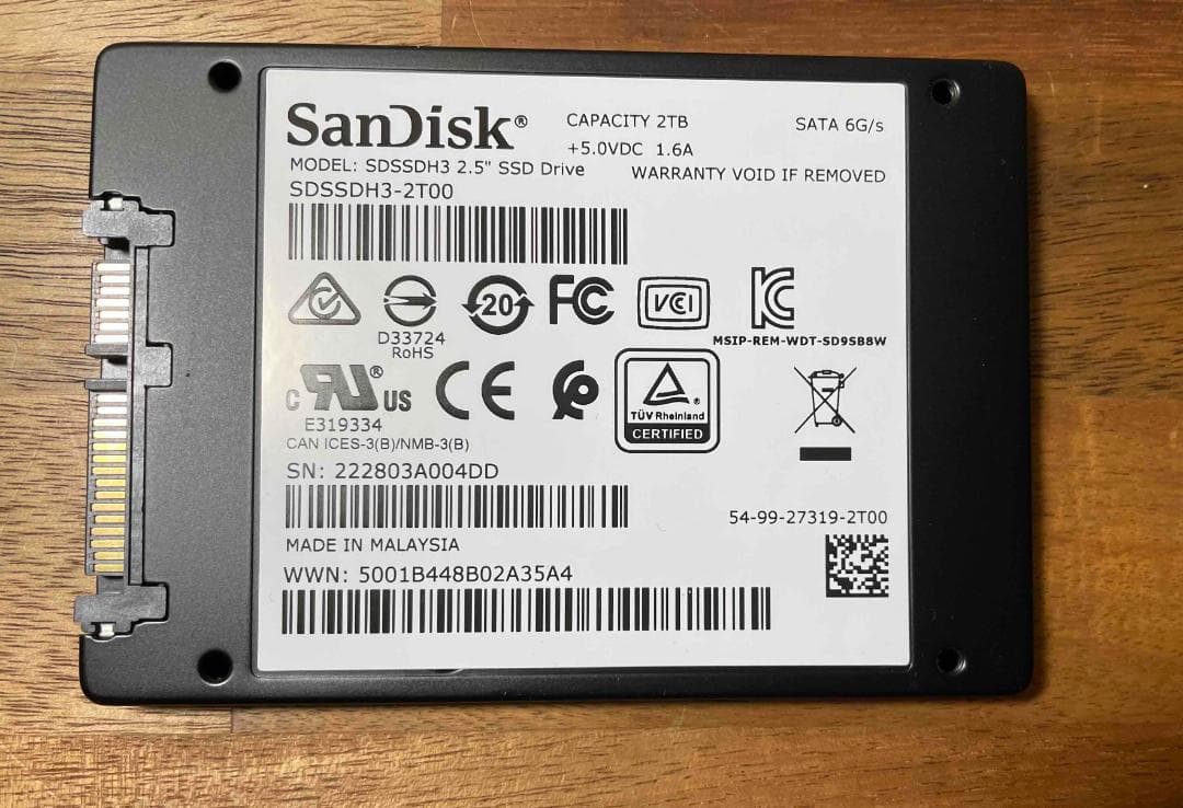 SanDisk 2.5インチ SATA SSD 2TB 使用時間5136時間