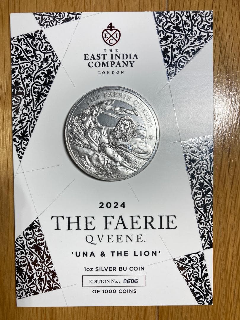 1000枚限定 ウナとライオン 2024 セントヘレナ 妖精の女王 1oz 銀貨