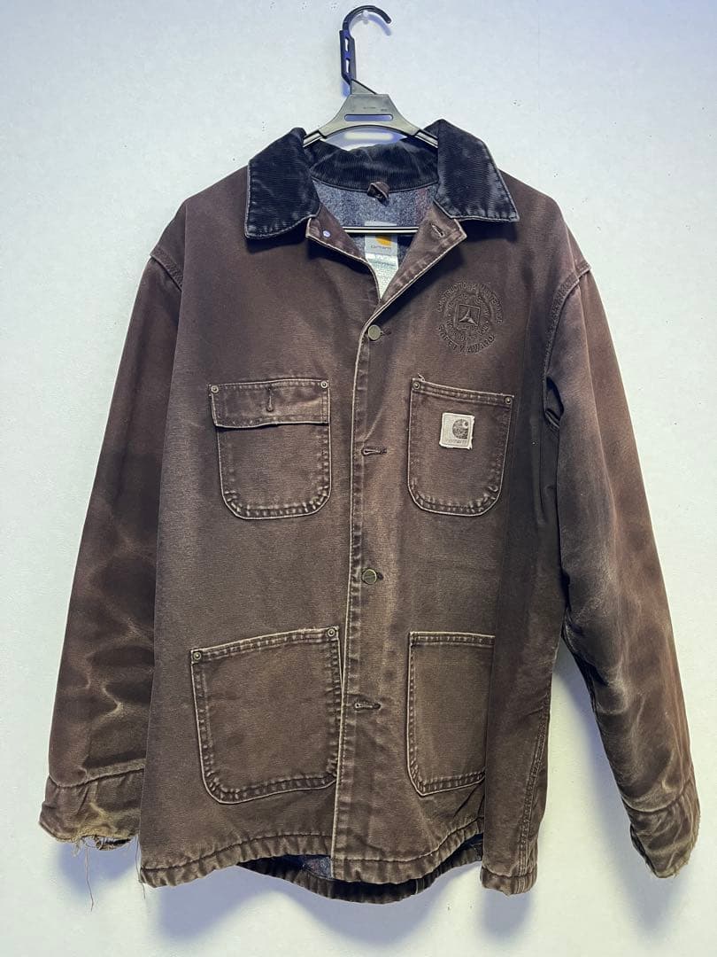 Carhartt チョアコート デトロイトジャケット 企業ロゴ　ブラウン 焦げ茶