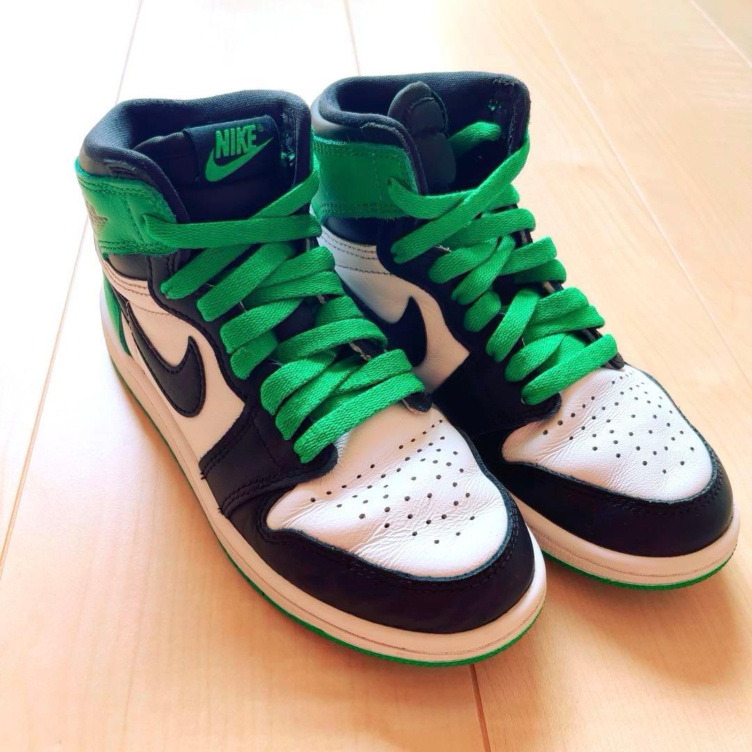 最終値下げNike ハイカットスニーカー ホワイト/ブラック/グリーン　20cm