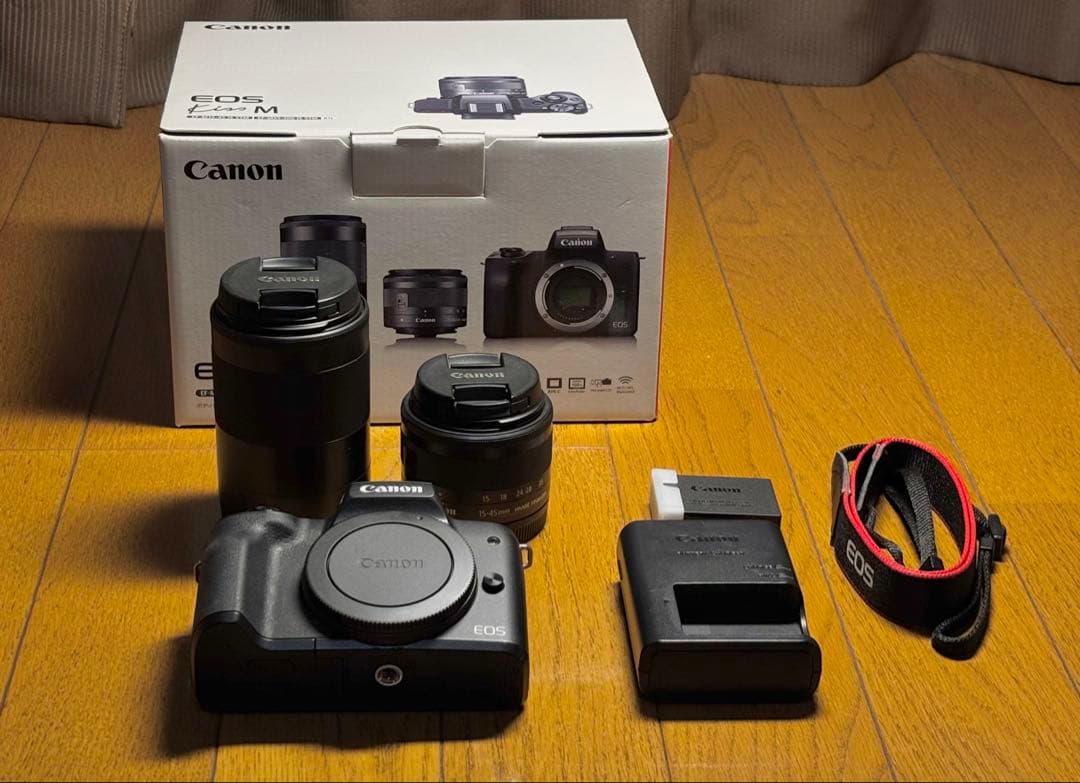 Canon ミラーレス一眼 EOSkissM レンズセット ブラック