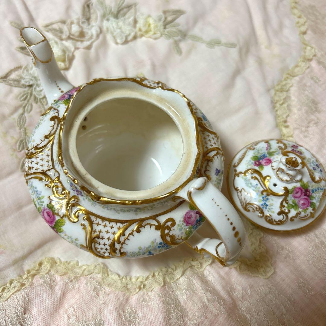 イギリス　アンティーク　ティーポット　ビクトリアン　金彩
