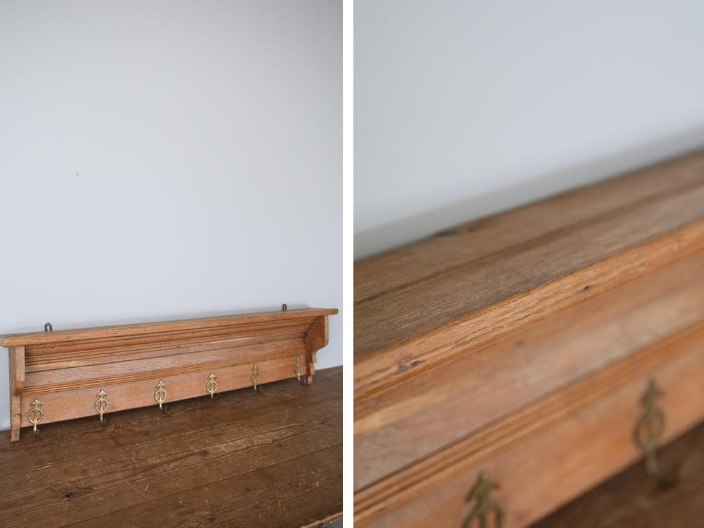 フランスアンティーク木製ウォールフック/シェルフ/壁掛けラック(86-162)