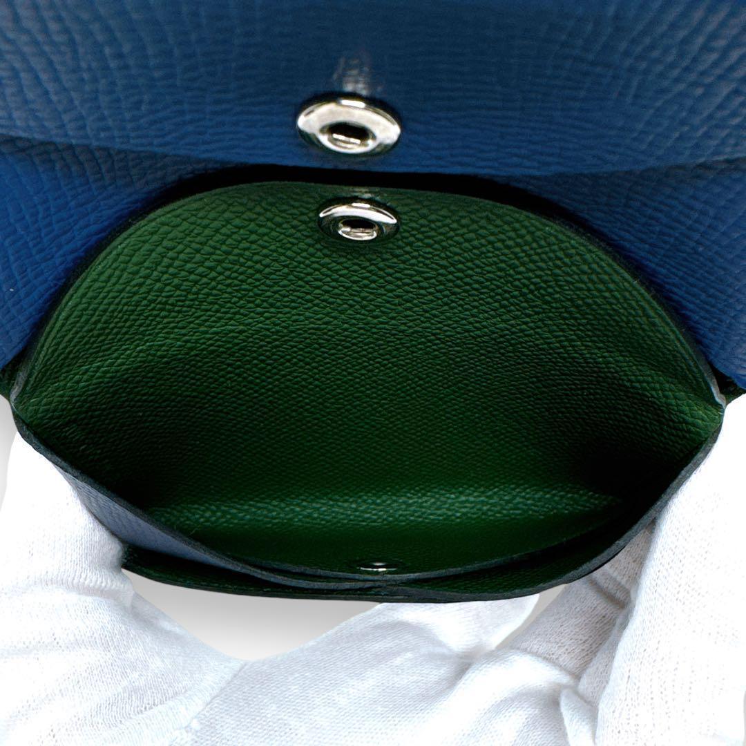 エルメス ケース ミニ財布 カルヴィデュオ ネイビー ブルー ユニセックス