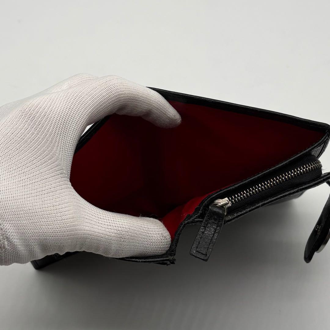 【美品】BVLGARI レザー サフィアーノ 長財布 サークルロゴ ブラック 黒