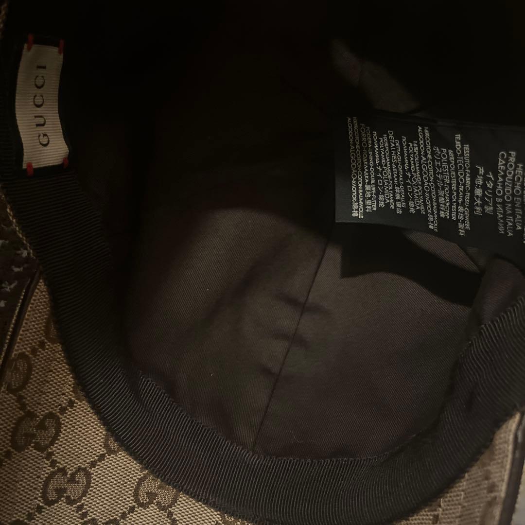 ユニセックス GUCCI ウェブストライプ付きGGキャンバスベースボールキャップ