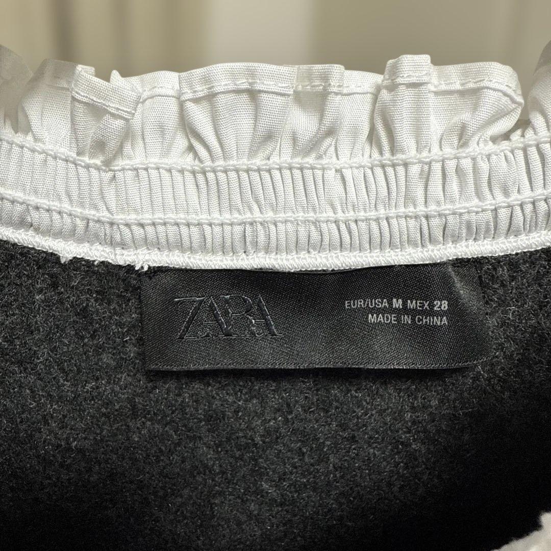 ZARAポプリンコンビニットジャケット ダークグレー　Mサイズ