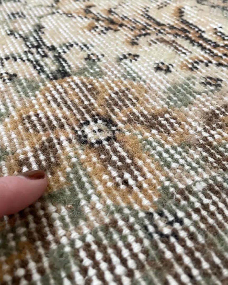 専用です❣️トルコビィンテージラグ☆クラシック花柄ラグ グリーンベージュ