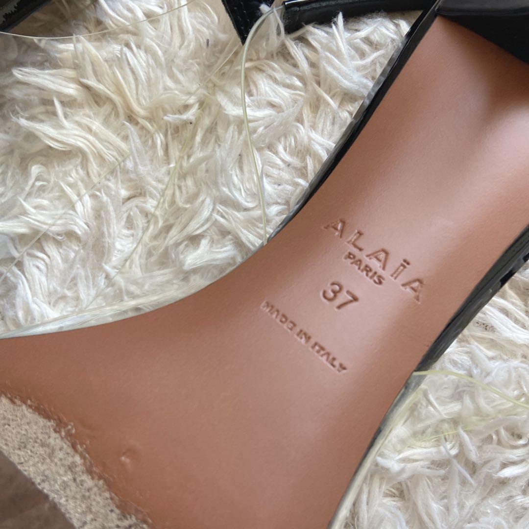 アライア　ハートクリアパンプス　ミュールサンダル　ローヒール　黒　37