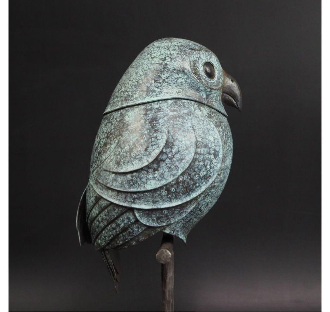 misafafa　送料無料　鍛金作家　嵯峨卓作　フクロウ　高36ｃｍ
