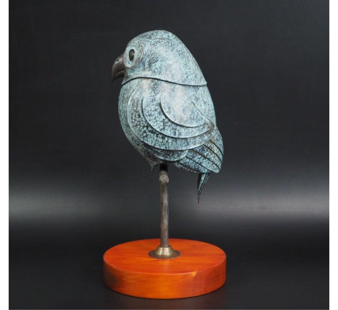 misafafa　送料無料　鍛金作家　嵯峨卓作　フクロウ　高36ｃｍ