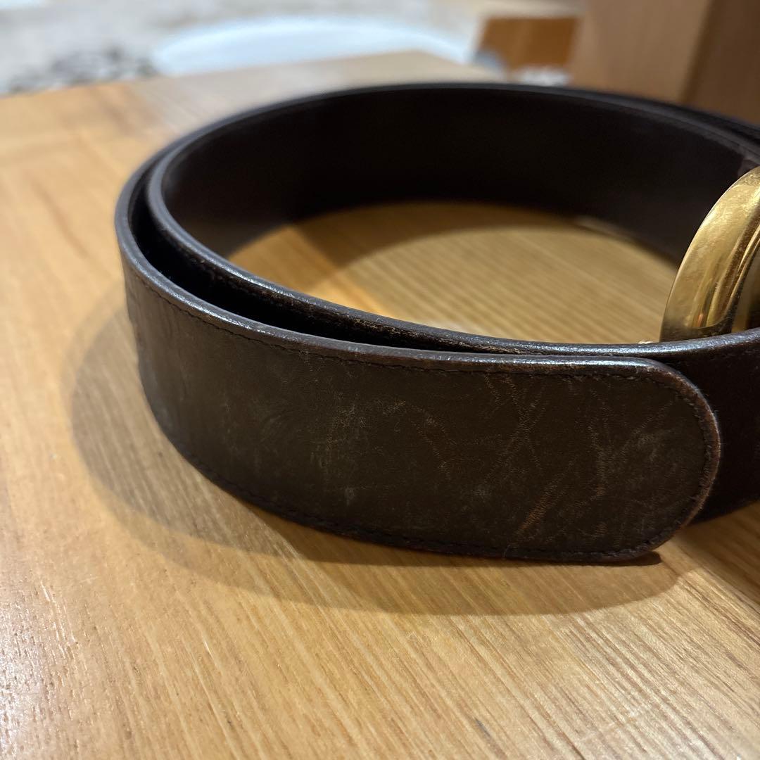 GUCCI GGロゴバックル ブラウンレザーベルト