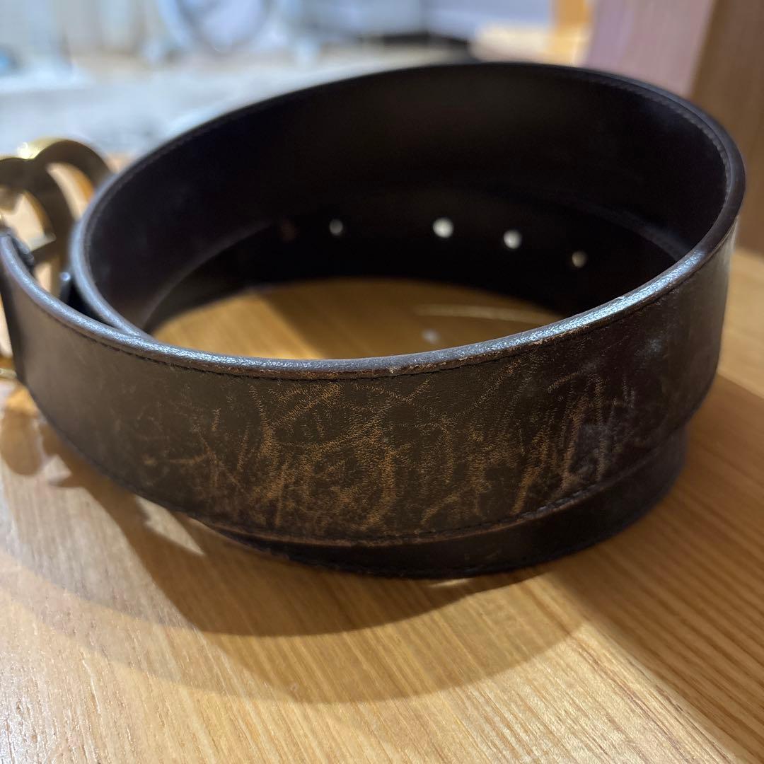 GUCCI GGロゴバックル ブラウンレザーベルト