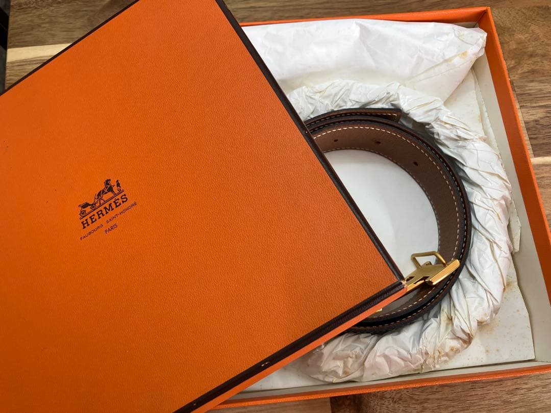 HERMES レザーベルト ゴールドバックル コンスタンスベルト エルメス 65