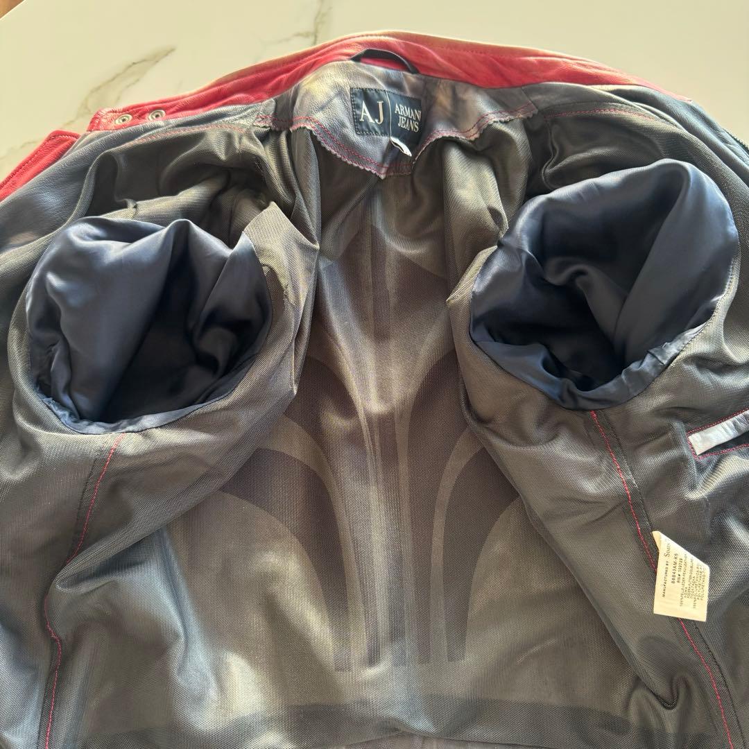 【希少/入手困難】アルマーニジーンズ　シングルライダース　レザー　ダメージ加工