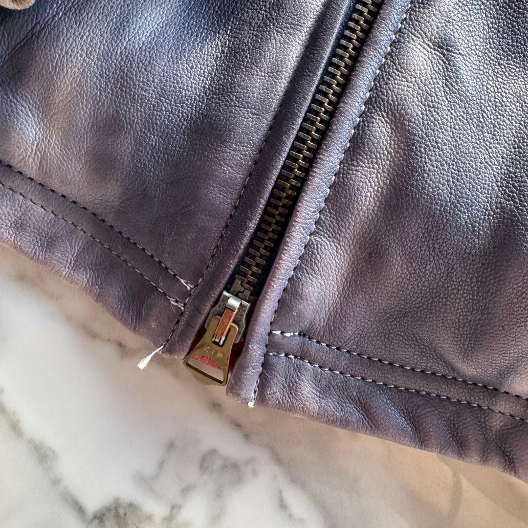 【希少/入手困難】アルマーニジーンズ　シングルライダース　レザー　ダメージ加工