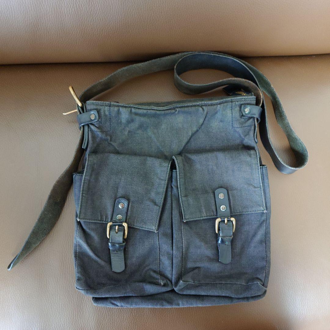 ドリスヴァンノッテン デニム レザー ショルダーバッグ ヴィンテージ 黒
