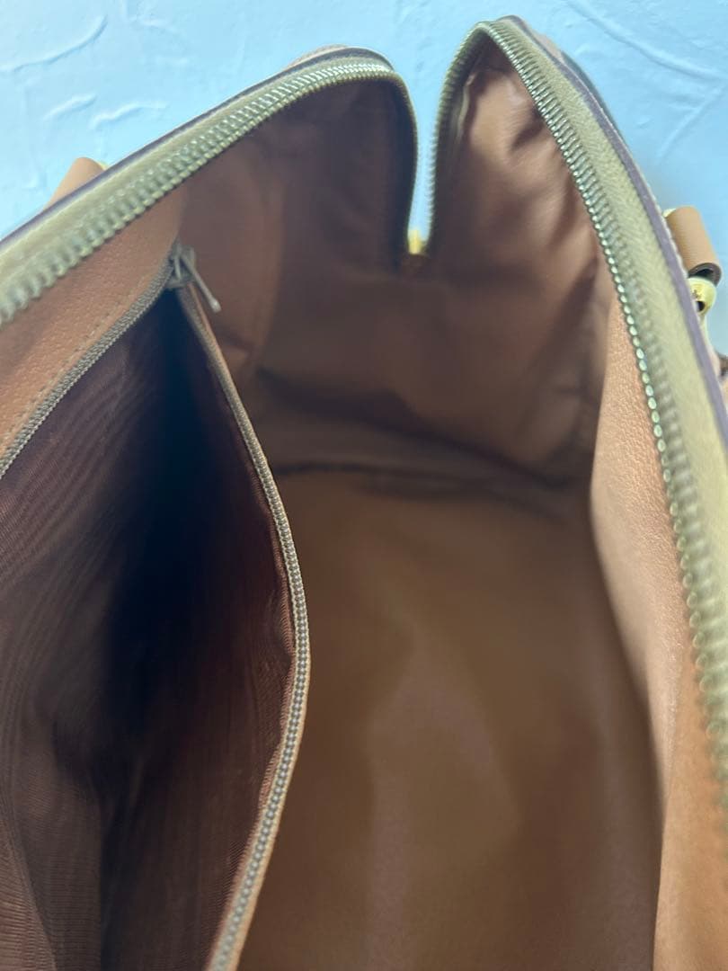 マカダム柄ミニボストンバッグM15/2 ブラウン×ベージュ ヴィンテージ