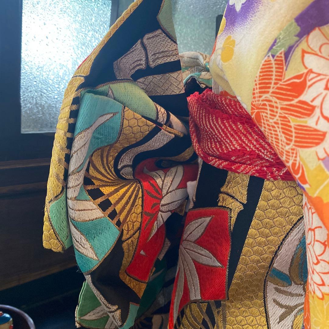 専用ハンドメイド だらり帯 七五三 作り帯 五歳〜七歳 アンティーク 扇子 竹