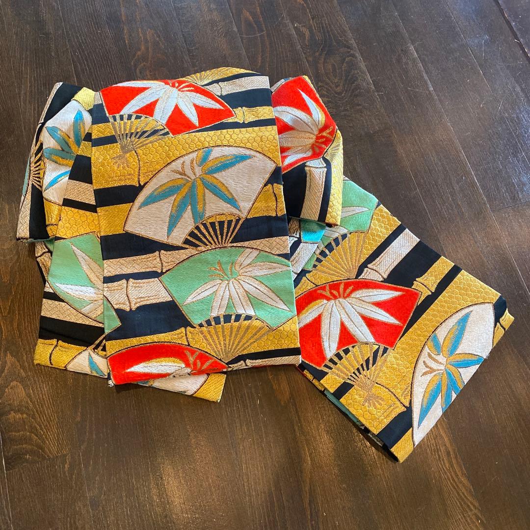 専用ハンドメイド だらり帯 七五三 作り帯 五歳〜七歳 アンティーク 扇子 竹