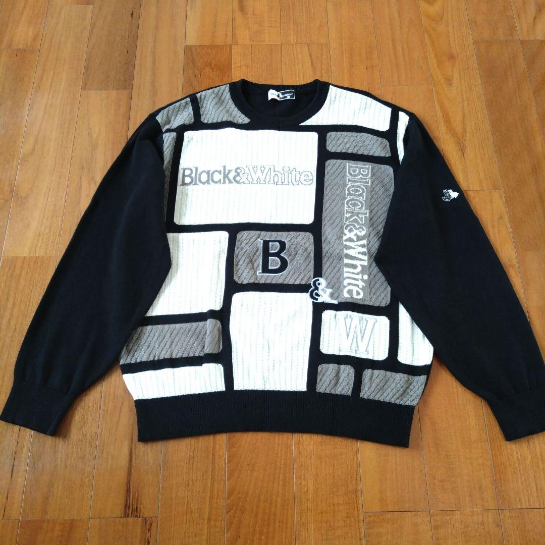 【美品】Black＆Whiteブラック＆ホワイト　ニットセータートレーナー