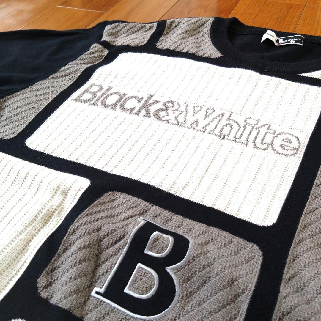 【美品】Black＆Whiteブラック＆ホワイト　ニットセータートレーナー