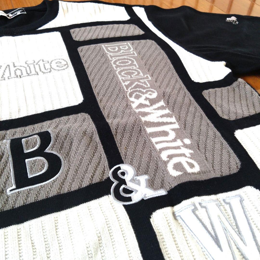 【美品】Black＆Whiteブラック＆ホワイト　ニットセータートレーナー
