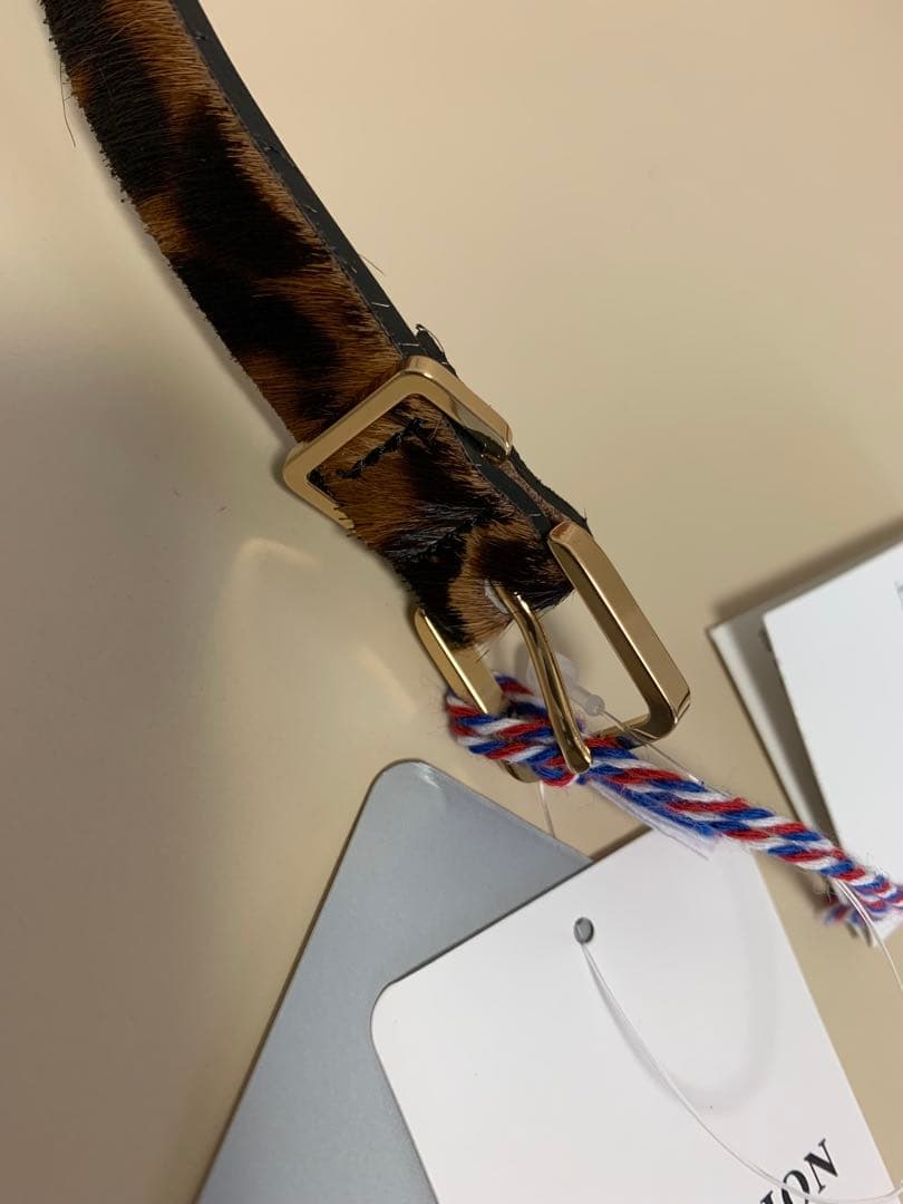 ❣️未使用タグ付き　Maison Boinet ハラコ　レオパード柄ベルト