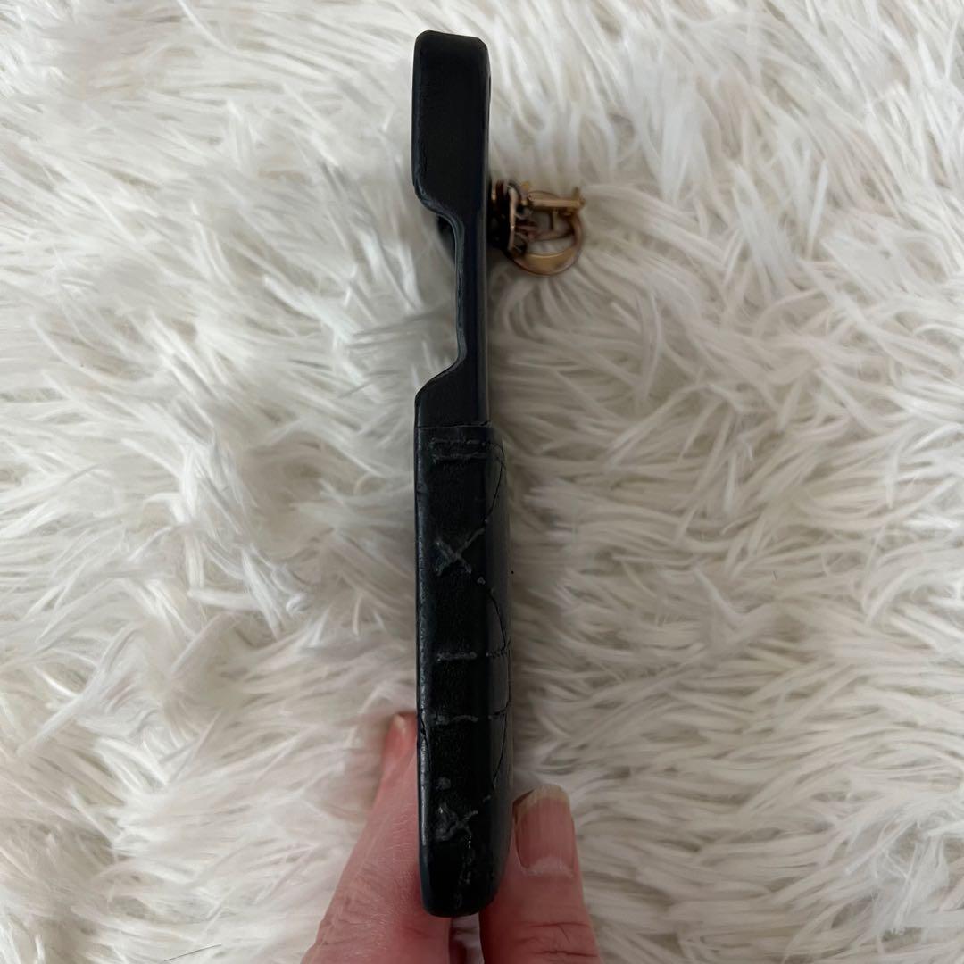 Dior ディオール iPhone15 ケース スマホ 本革 黒 カナージュ