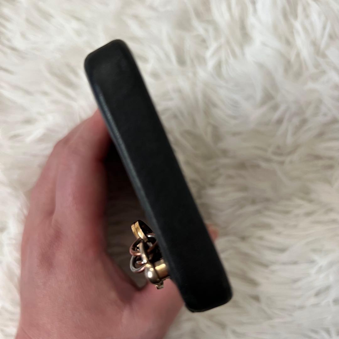 Dior ディオール iPhone15 ケース スマホ 本革 黒 カナージュ