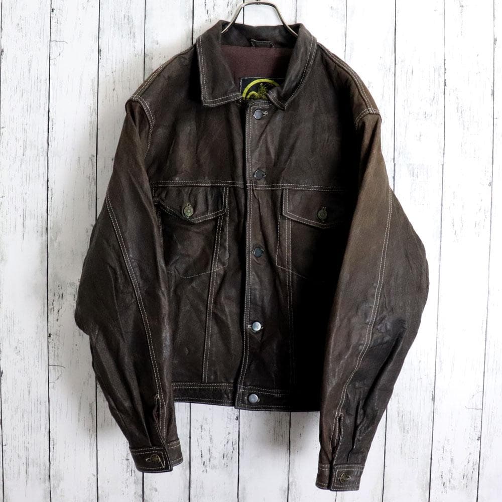 BLACK POINT ヴィンテージレザーブルゾン トラッカージャケット 本革