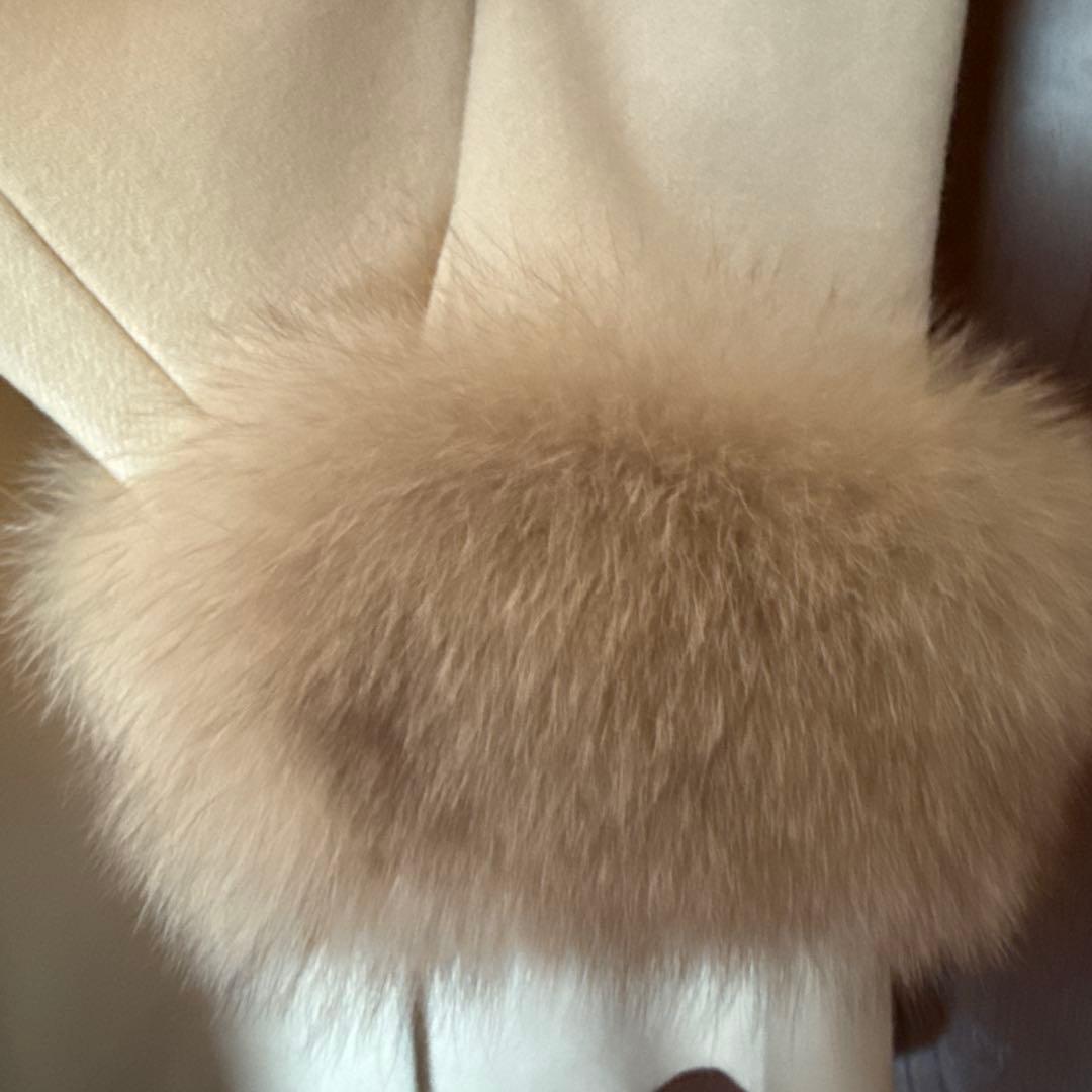 美品 JUSGLITTY カシミヤ フォックスファー フード付 ダッフルコート